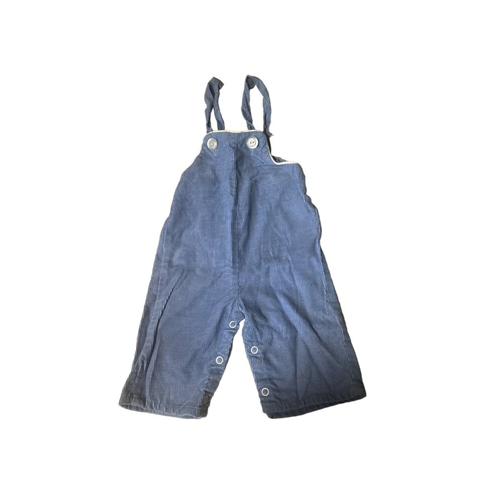 Vintage Baby Blue Corduroy Overalls With Adjustable Straps & Snap Buttons